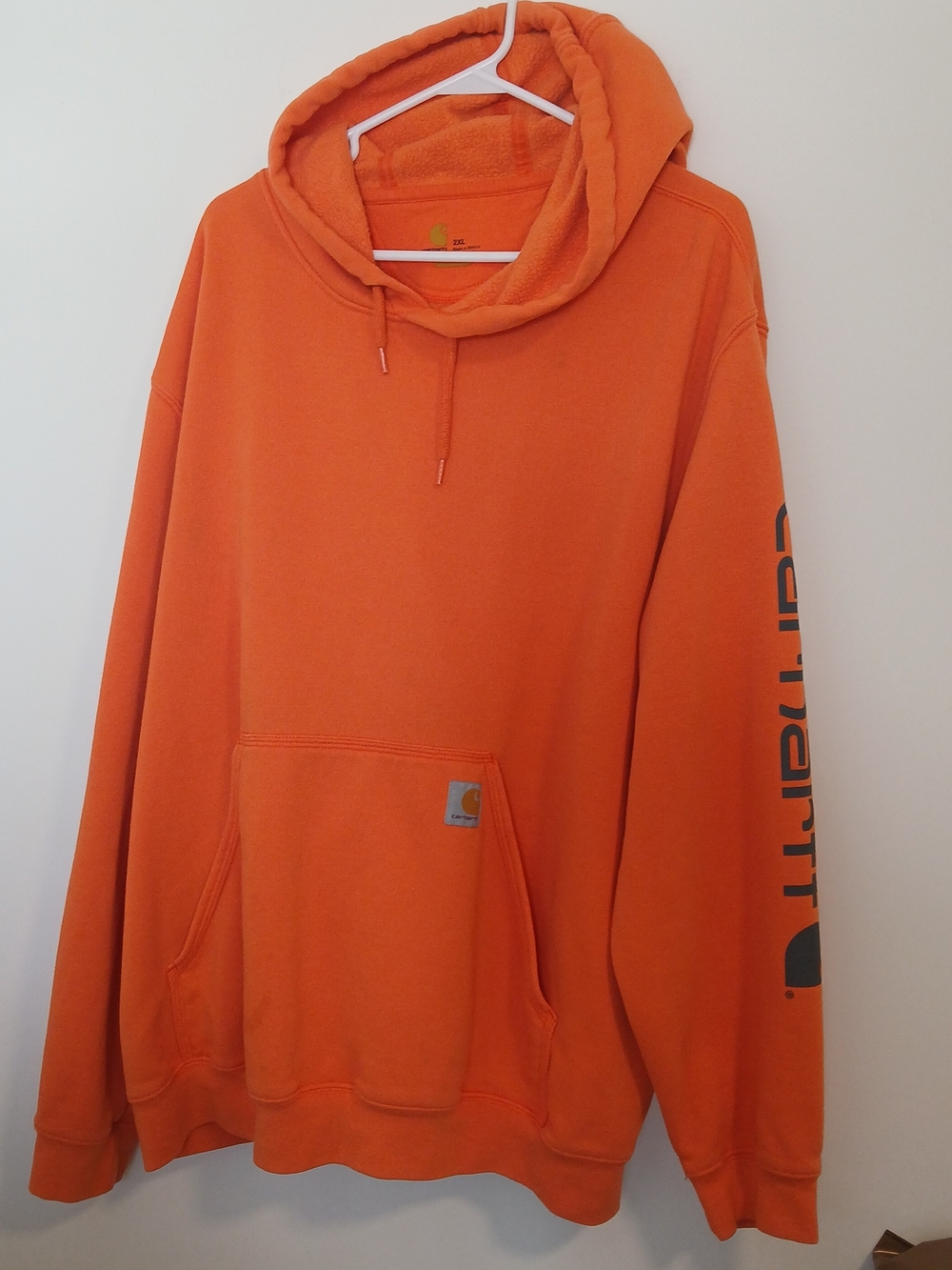 Carhartt 2xl Men's Orange Pullover Hoodie with Sleeve Logo